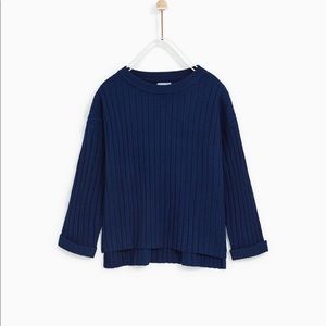 Zara Girls Navy Blue Ribbed Sweater 13-14